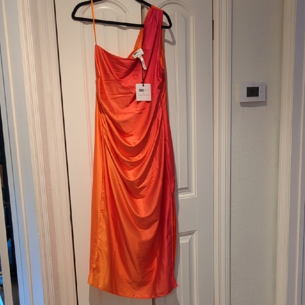 NWT bec + bridge Vibrant Orange One-Shoulder Dress